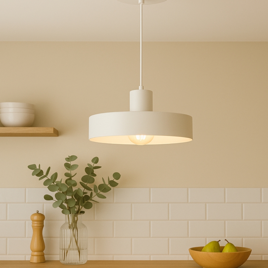 Pendel i wireophæng ARCANE 1xE27/60W/230V hvid