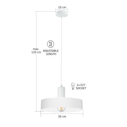 Pendel i wireophæng ARCANE 1xE27/60W/230V hvid