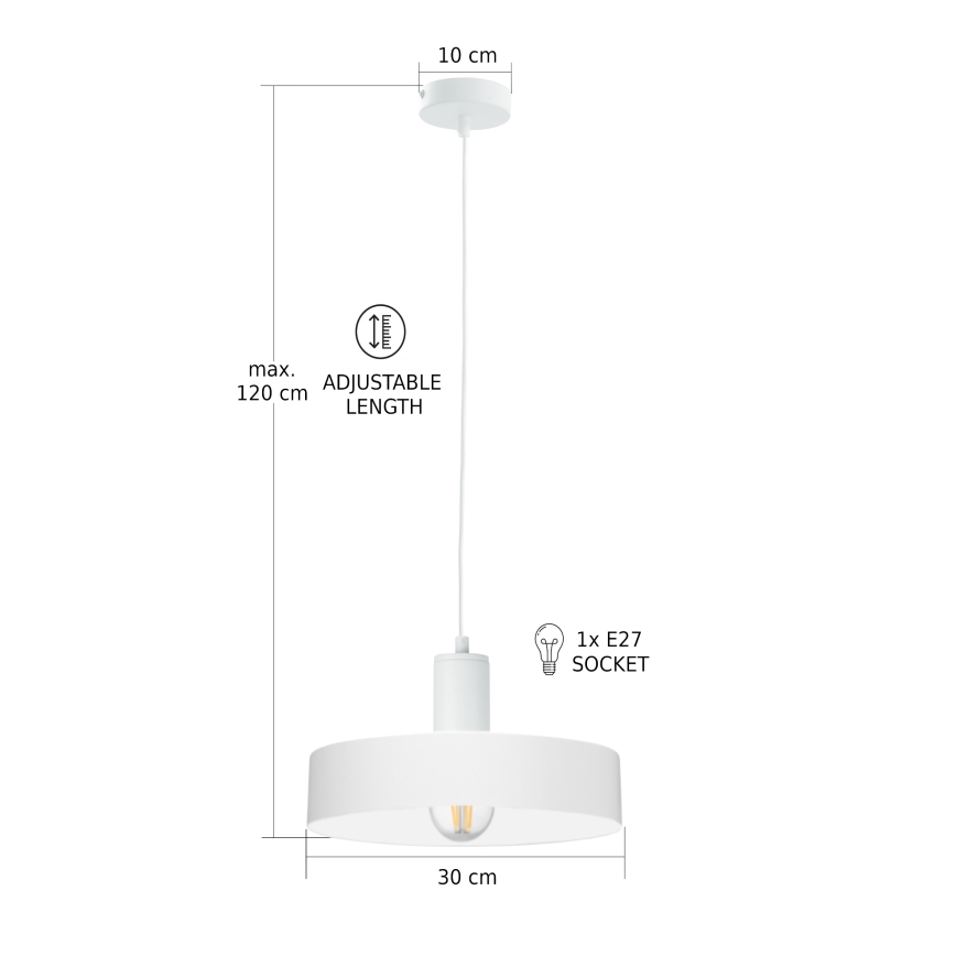 Pendel i wireophæng ARCANE 1xE27/60W/230V hvid