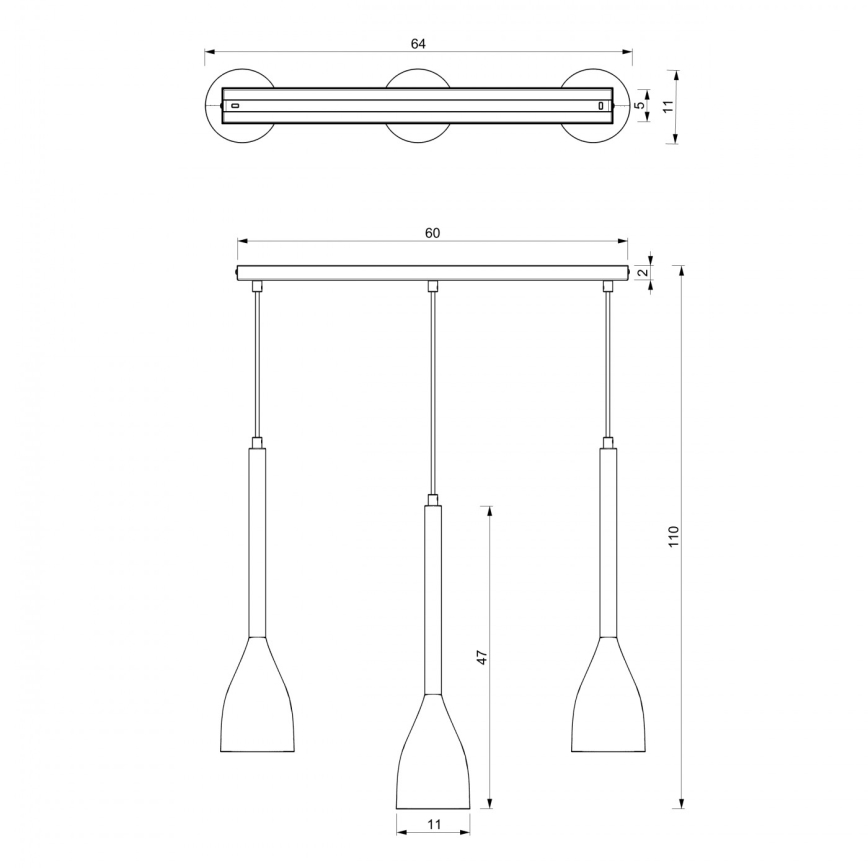 Pendel ISTAPPAR 3xE27/60W/230V sort