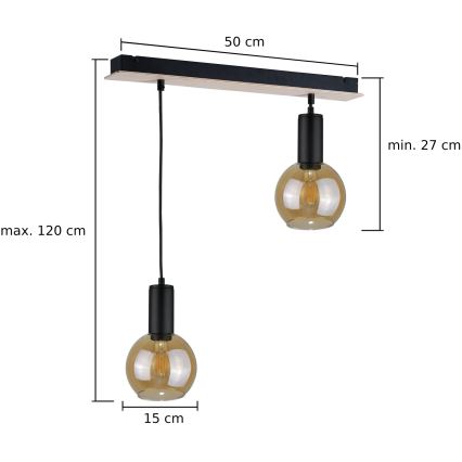 Pendel JANTAR WOOD 2xE27/60W/230V