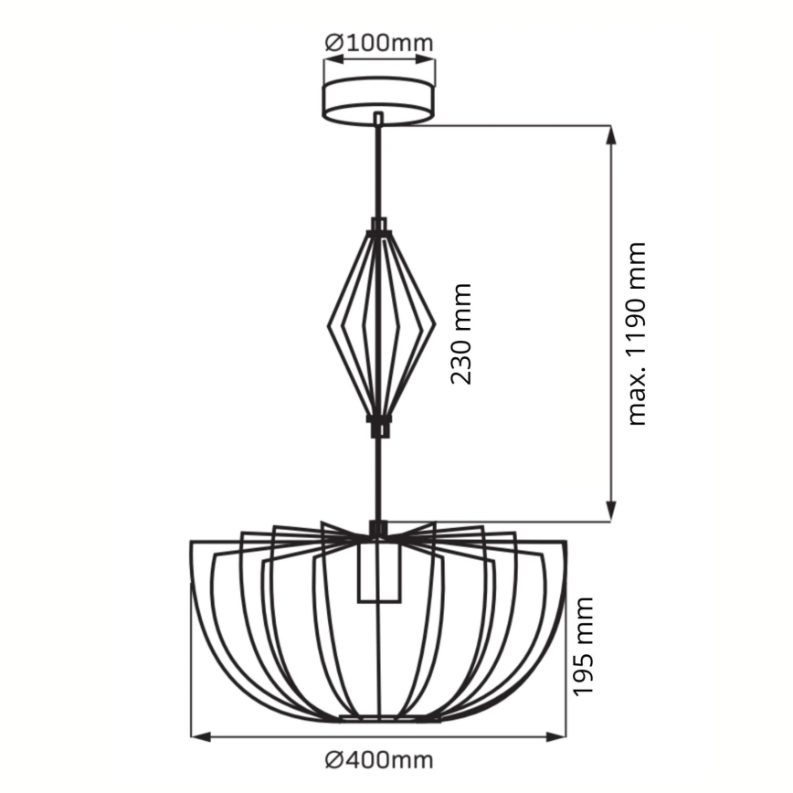 Pendel JASMINA 1xE27/20W/230V diameter 40 cm sort