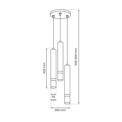 Pendel JOKER 3xGU10/8W/230V hvid/gylden