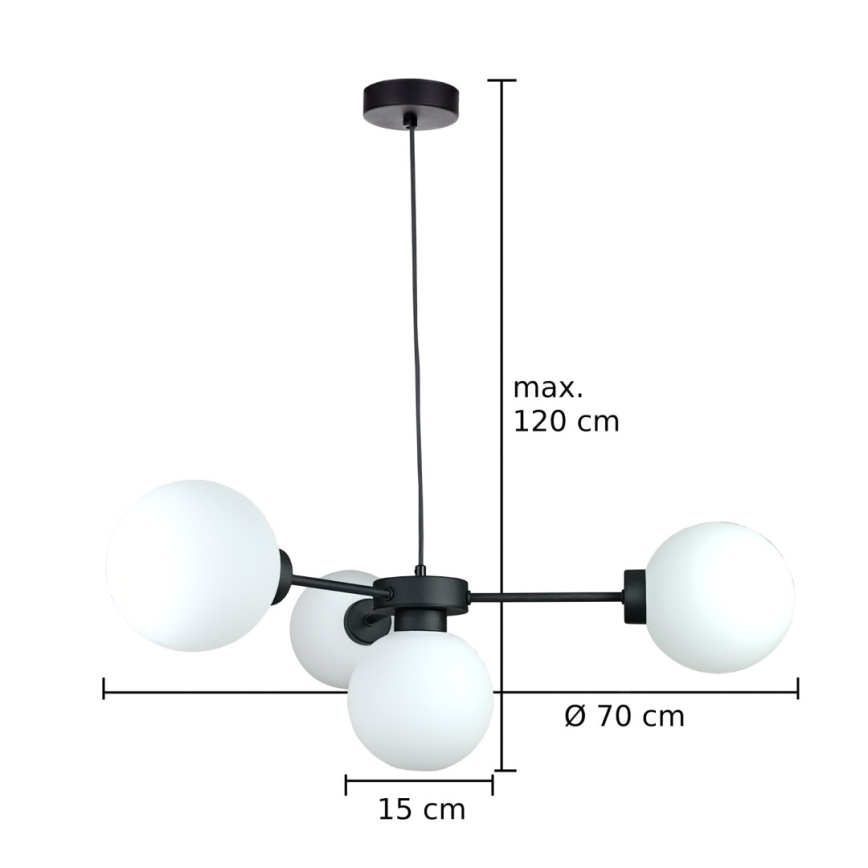 Pendel KALIOPE 4xE14/50W/230V sort/hvid