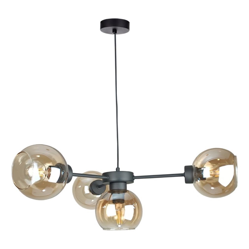 Pendel KALIOPE 4xE27/60W/230V sort/røget beige