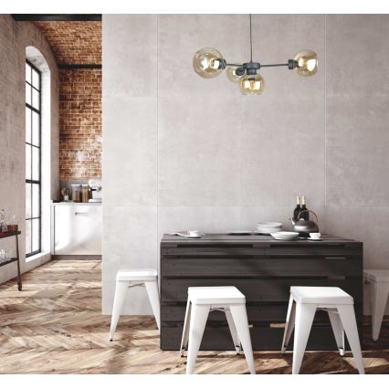 Pendel KALIOPE 4xE27/60W/230V sort/røget beige