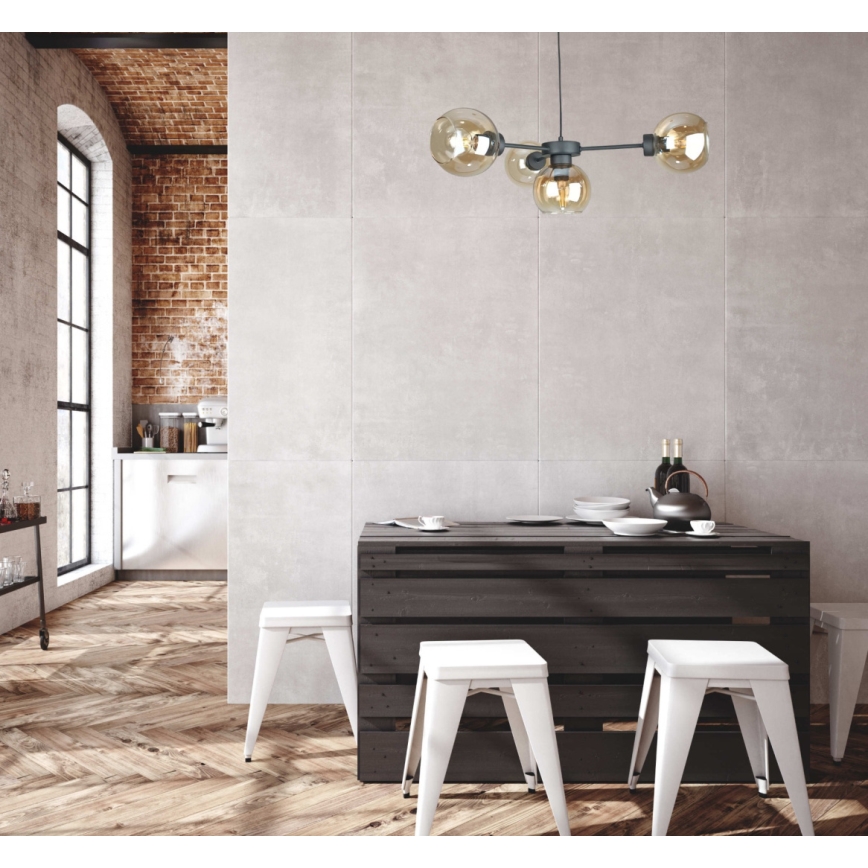 Pendel KALIOPE 4xE27/60W/230V sort/røget beige