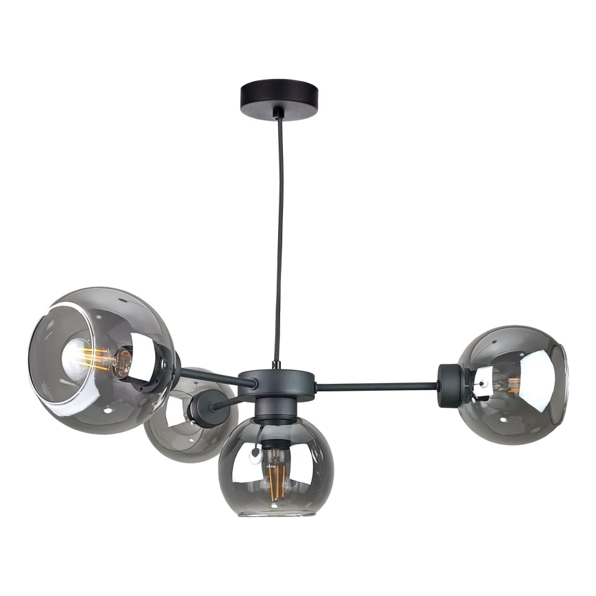 Pendel KALIOPE 4xE27/60W/230V sort/røget sort