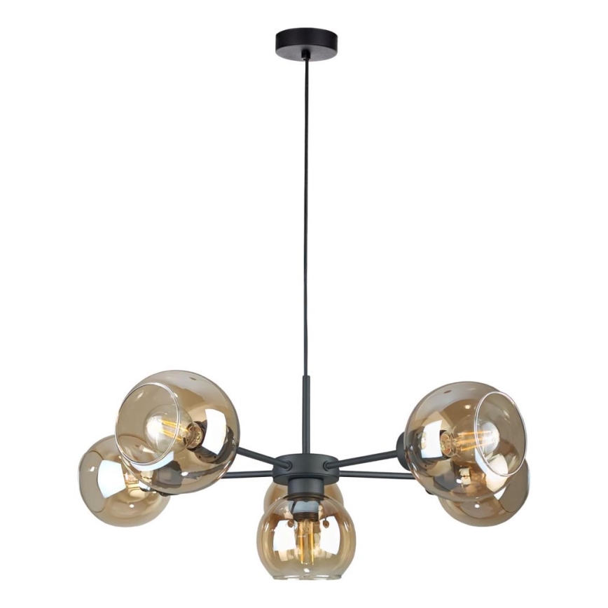 Pendel KALIOPE 6xE27/60W/230V sort/røget beige