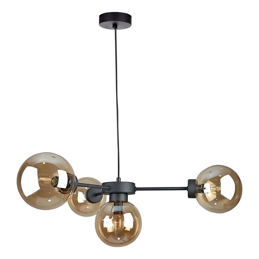 Pendel KALIOPE II 4xE14/50W/230V sort/røget beige