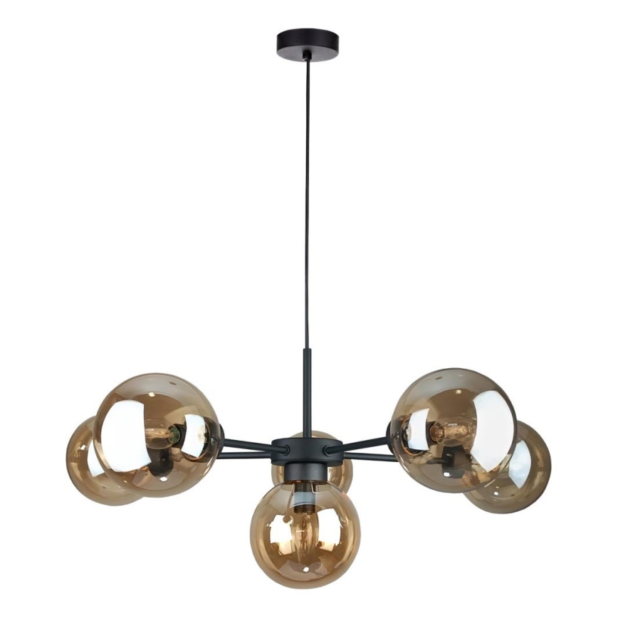 Pendel KALIOPE II 6xE14/50W/230V sort/røget beige