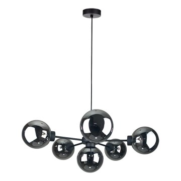 Pendel KALIOPE II 6xE14/50W/230V sort/røget sort