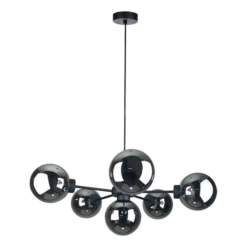 Pendel KALIOPE II 6xE14/50W/230V sort/røget sort