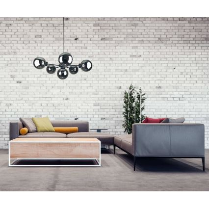 Pendel KALIOPE II 6xE14/50W/230V sort/røget sort