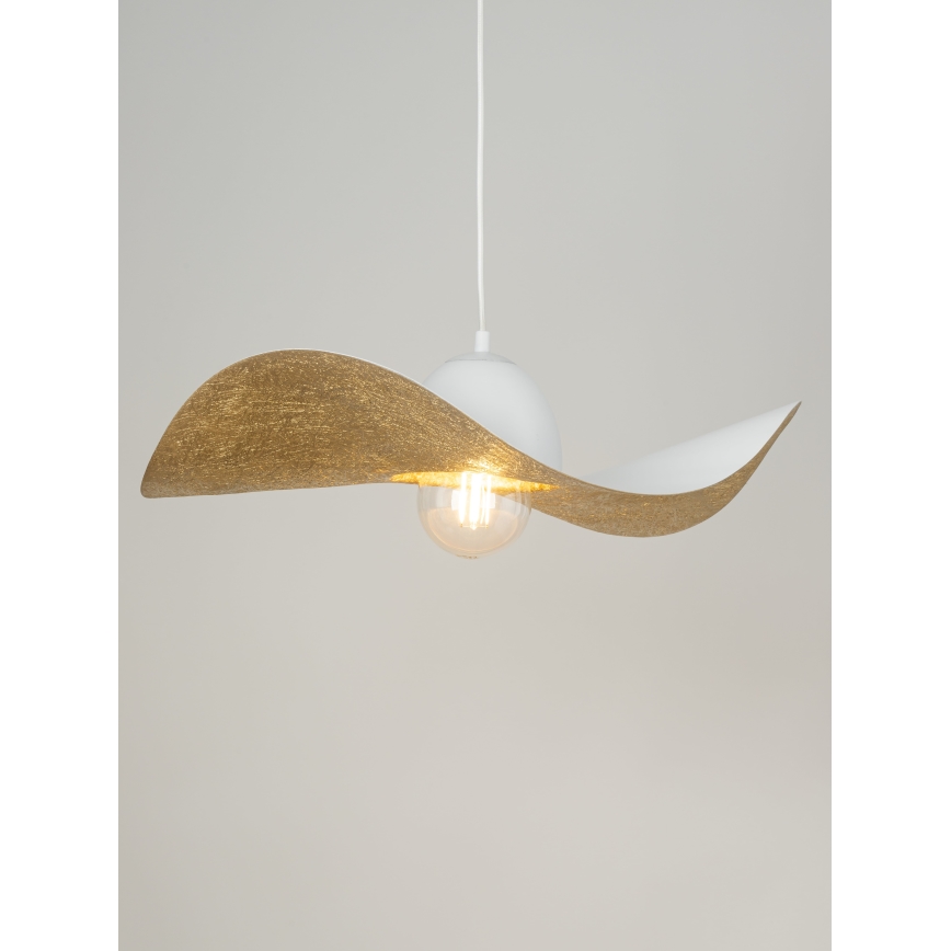 Pendel KAPELLO 1xE27/60W/230V diameter 55 cm hvid/gylden