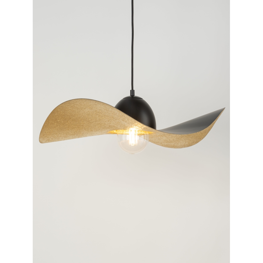 Pendel KAPELLO 1xE27/60W/230V diameter 55 cm sort/gylden