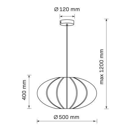 Pendel KINU 1xE27/20W/230V diameter 50 cm sort