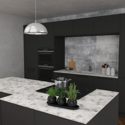 Pendel KITCHEN 1xE27/15W/230V hvid/skinnende krom