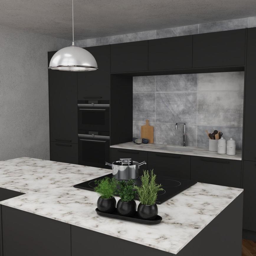 Pendel KITCHEN 1xE27/15W/230V hvid/skinnende krom