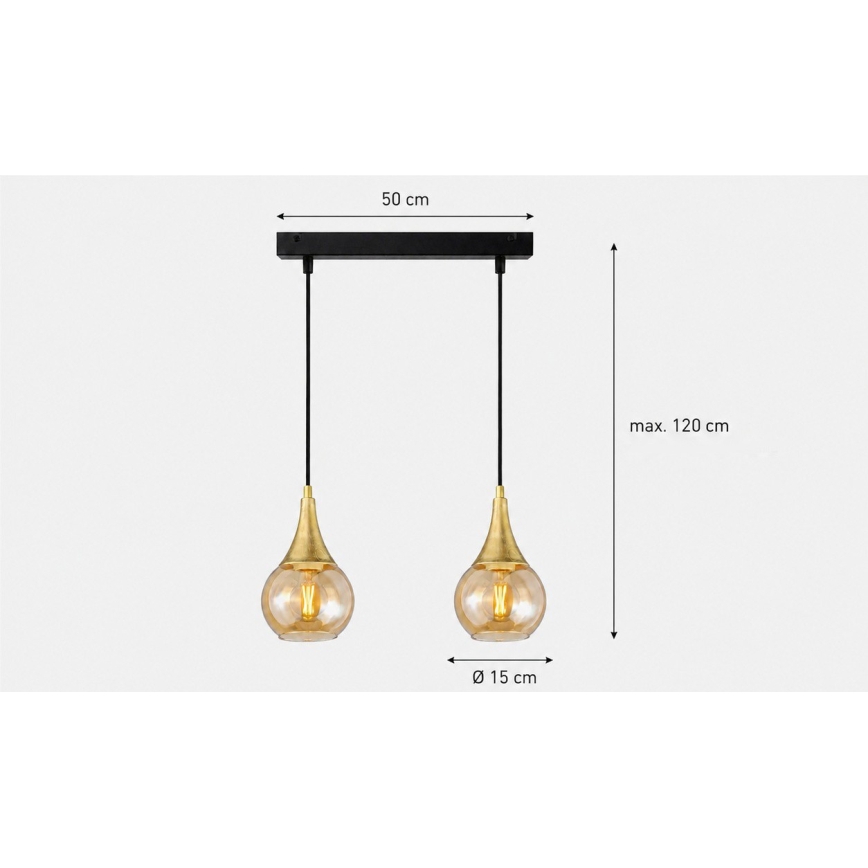 Pendel LACRIMA HONEY 2xE27/60W/230V