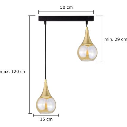 Pendel LACRIMA HONEY 2xE27/60W/230V