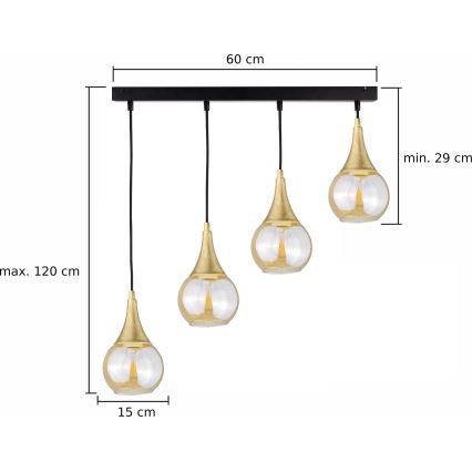 Pendel LACRIMA HONEY 4xE27/60W/230V