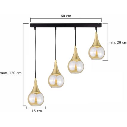 Pendel LACRIMA HONEY 4xE27/60W/230V