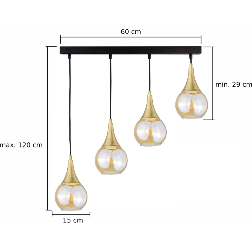 Pendel LACRIMA HONEY 4xE27/60W/230V