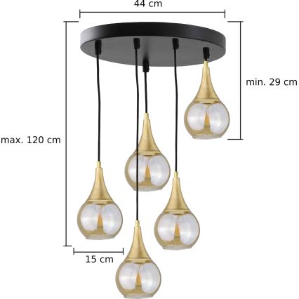 Pendel LACRIMA HONEY 5xE27/60W/230V diameter 45 cm