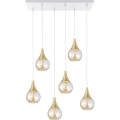 Pendel LACRIMA HONEY 6xE27/60W/230V hvid/guldfarvet/røget beige