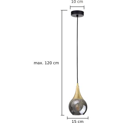 Pendel LACRIMA SMOKY 1xE27/60W/230V