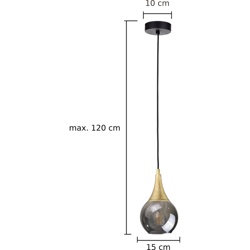 Pendel LACRIMA SMOKY 1xE27/60W/230V