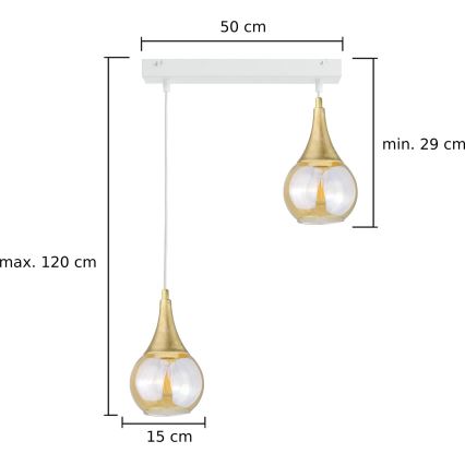 Pendel LACRIMA WHITE 2xE27/60W/230V