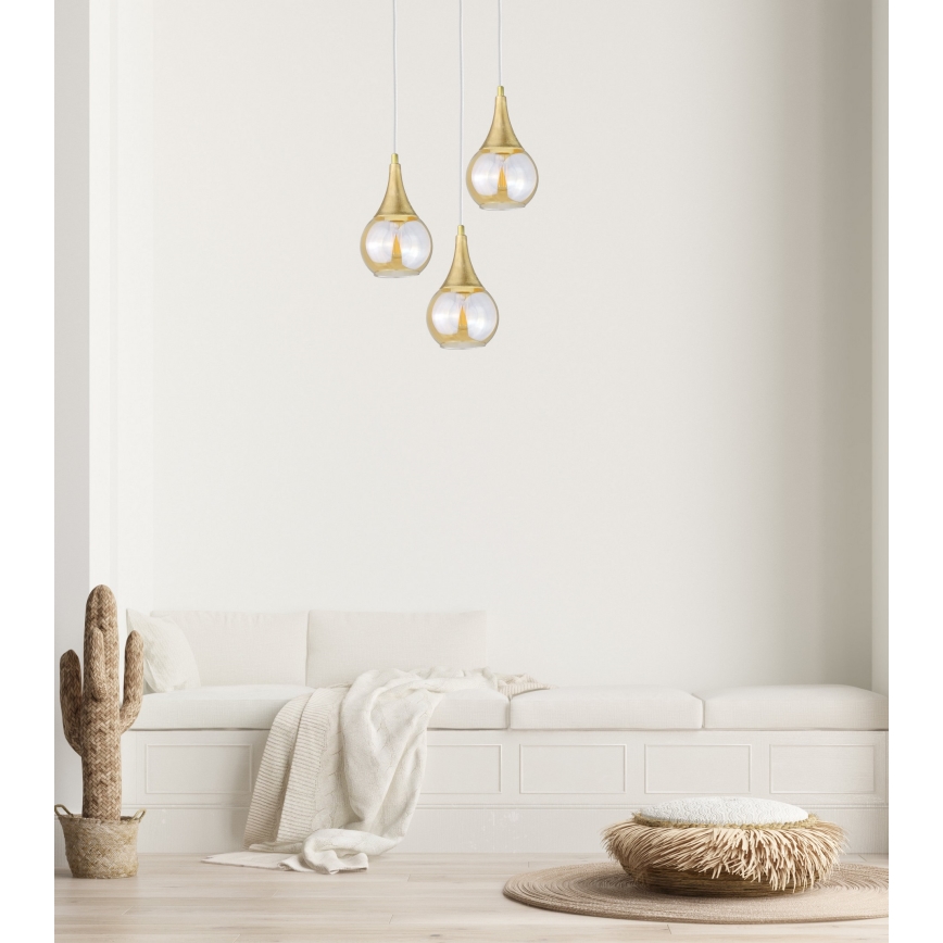 Pendel LACRIMA WHITE 3xE27/60W/230V diameter 30 cm