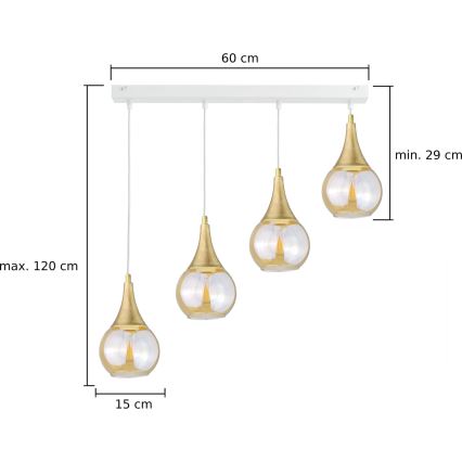 Pendel LACRIMA WHITE 4xE27/60W/230V