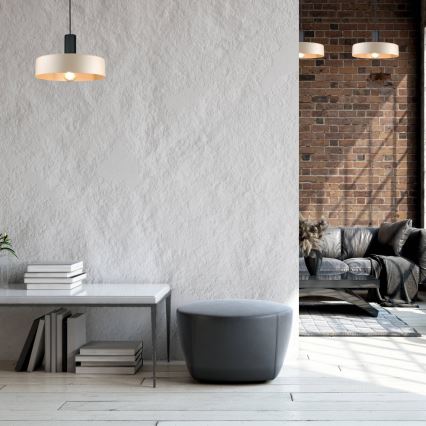 Pendel LATTE 1xE27/60W/230V beige/sort