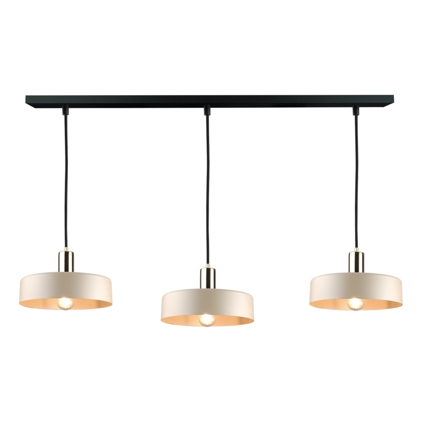 Pendel LATTE 3xE27/60W/230V beige/sort/skinnende krom