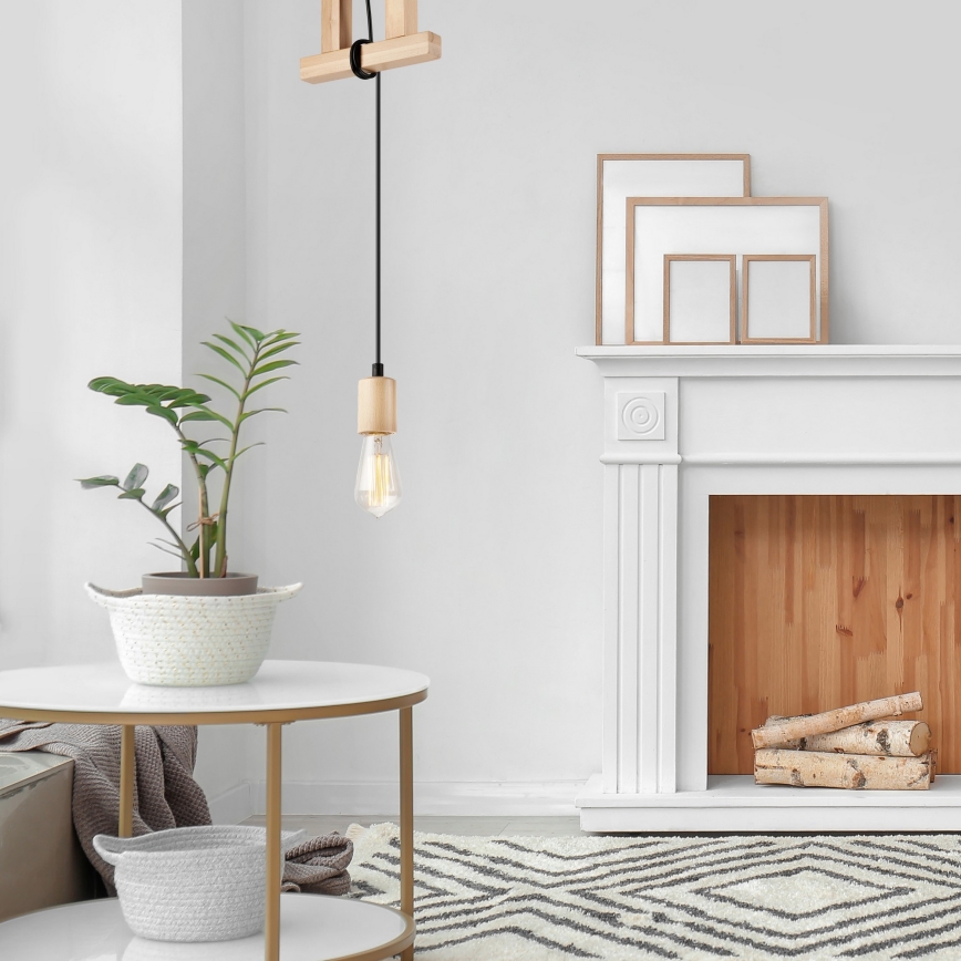 Pendel LEON 1xE27/60W/230V bøg - FSC certificeret