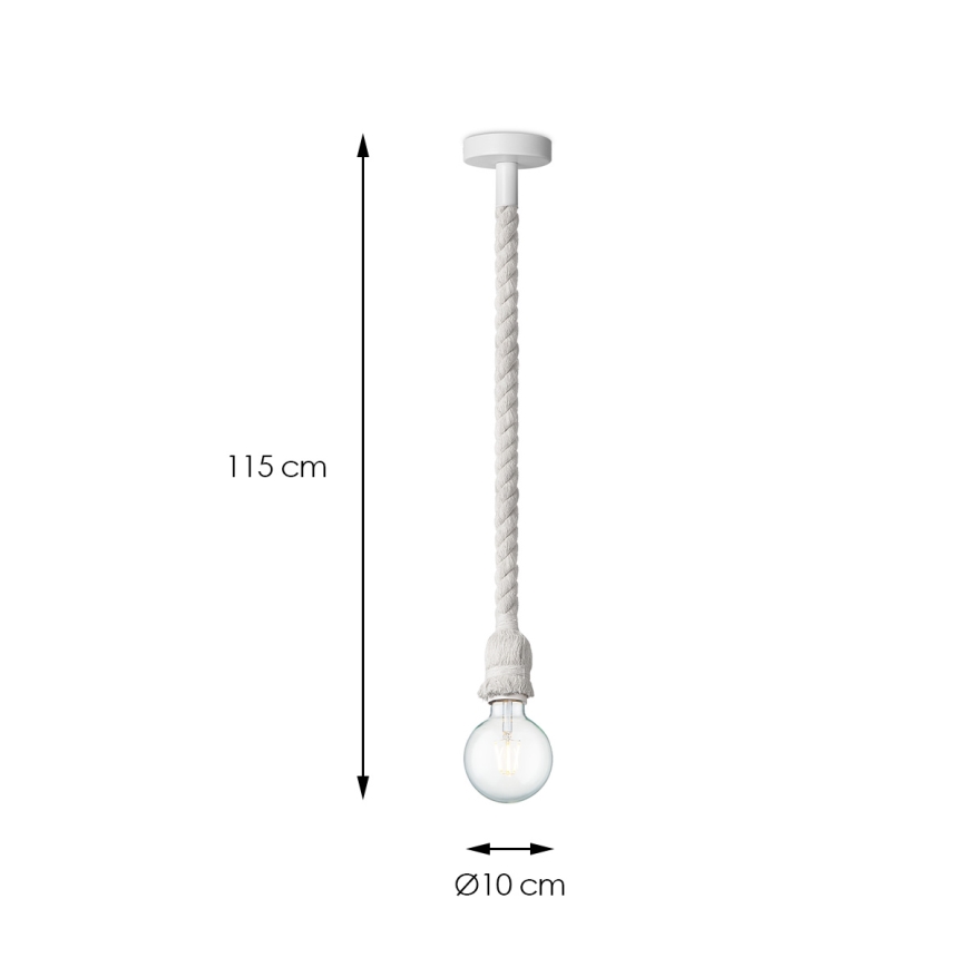 Pendel LEONARDO ROPE 1xE27/10W/230V hvid