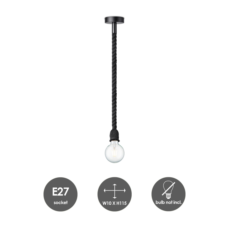 Pendel LEONARDO ROPE 1xE27/10W/230V sort