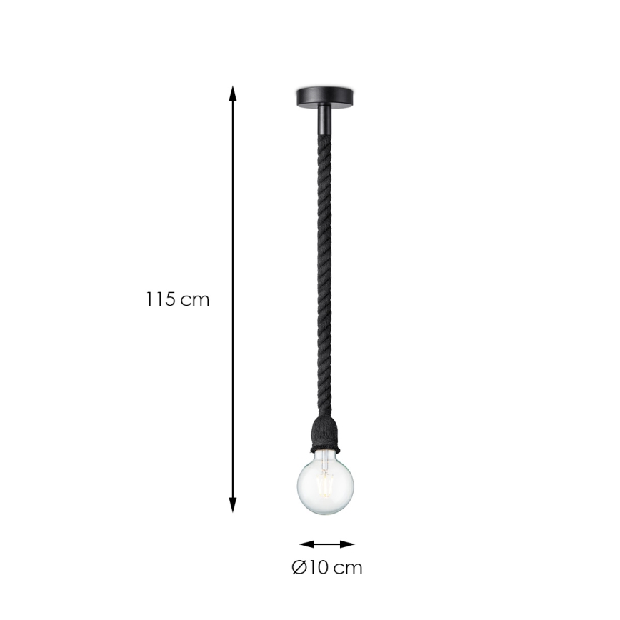 Pendel LEONARDO ROPE 1xE27/10W/230V sort
