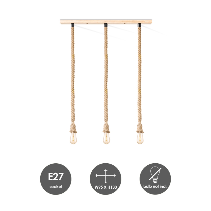 Pendel LEONARDO ROPE 3xE27/10W/230V beige