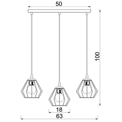 Pendel LETI 3xE27/15W/230W sort