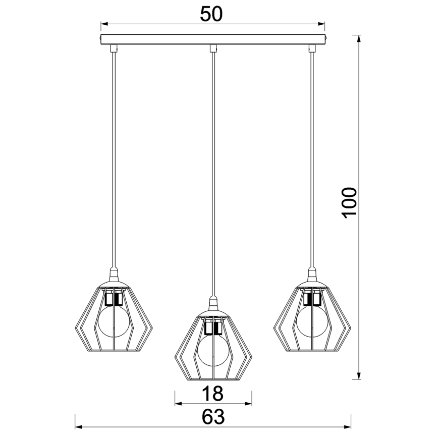 Pendel LETI 3xE27/15W/230W sort