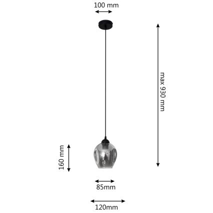 Pendel LILI 1xE27/15W/230V sort/grå