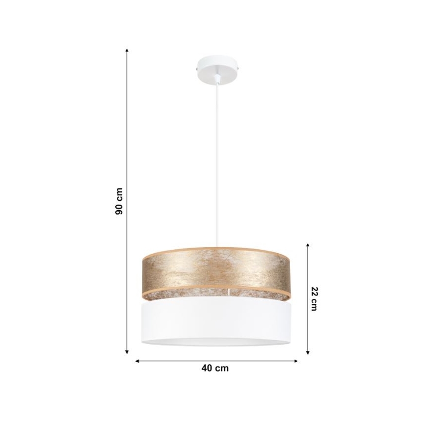 Pendel LIMA 1xE27/60W/230V hvid/guld