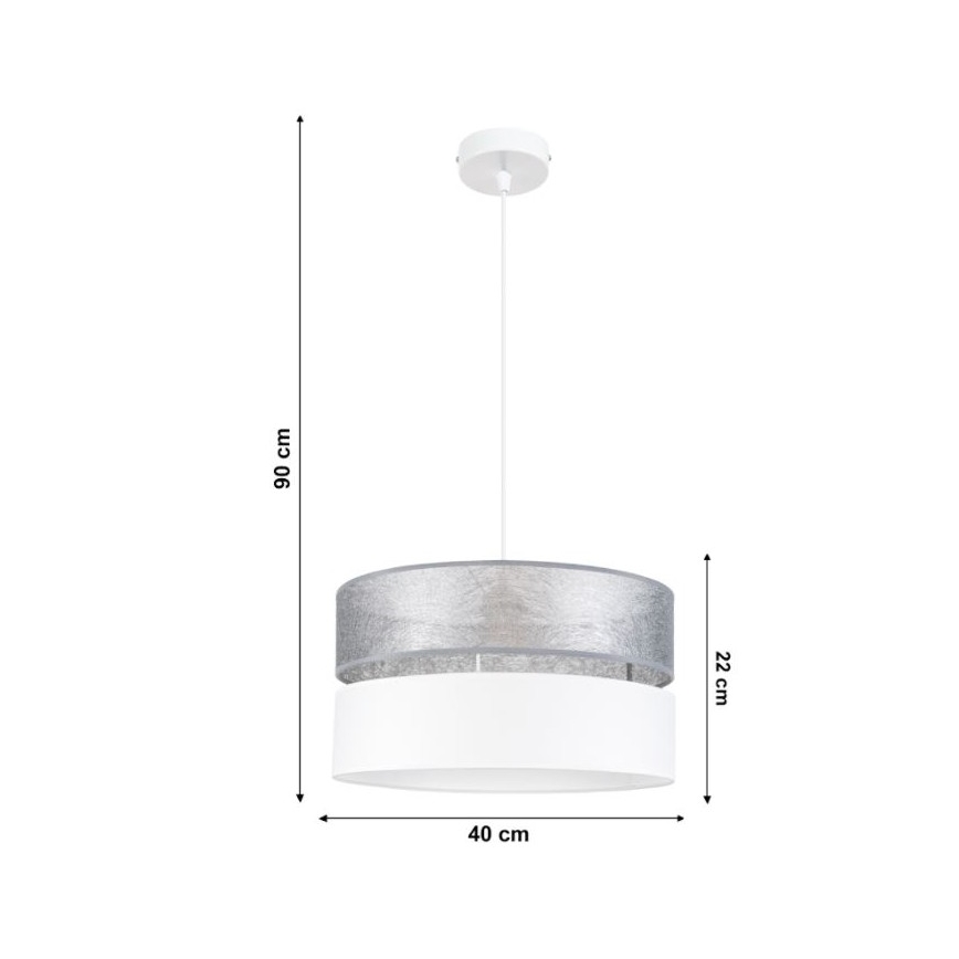 Pendel LIMA 1xE27/60W/230V sølv/hvid