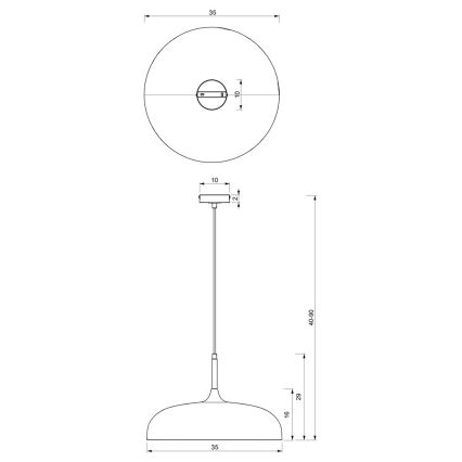 Pendel LINCOLN 1xE27/60W/230V diam. 35 cm blå