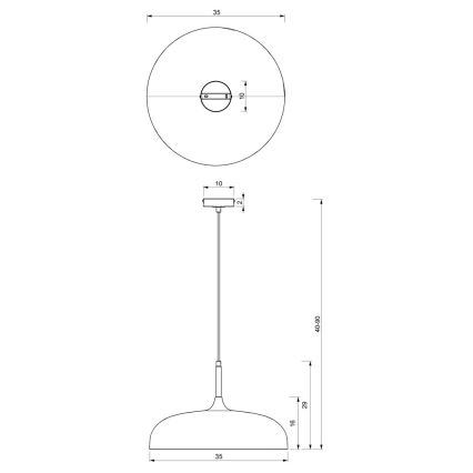 Pendel LINCOLN 1xE27/60W/230V diam. 35 cm sort