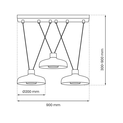 Pendel LINEA 3xGX53/12W/230V sort